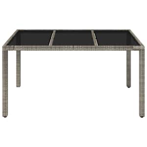 Zahradní stůl se skleněnou deskou šedý 150x90x75 cm polyratan - obrázek 3