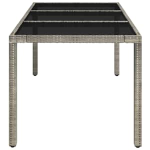 Zahradní stůl se skleněnou deskou šedý 150x90x75 cm polyratan - obrázek 4