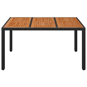 Zahradní stůl s dřevěnou deskou černý 150x90x75 cm polyratan - obrázek 3