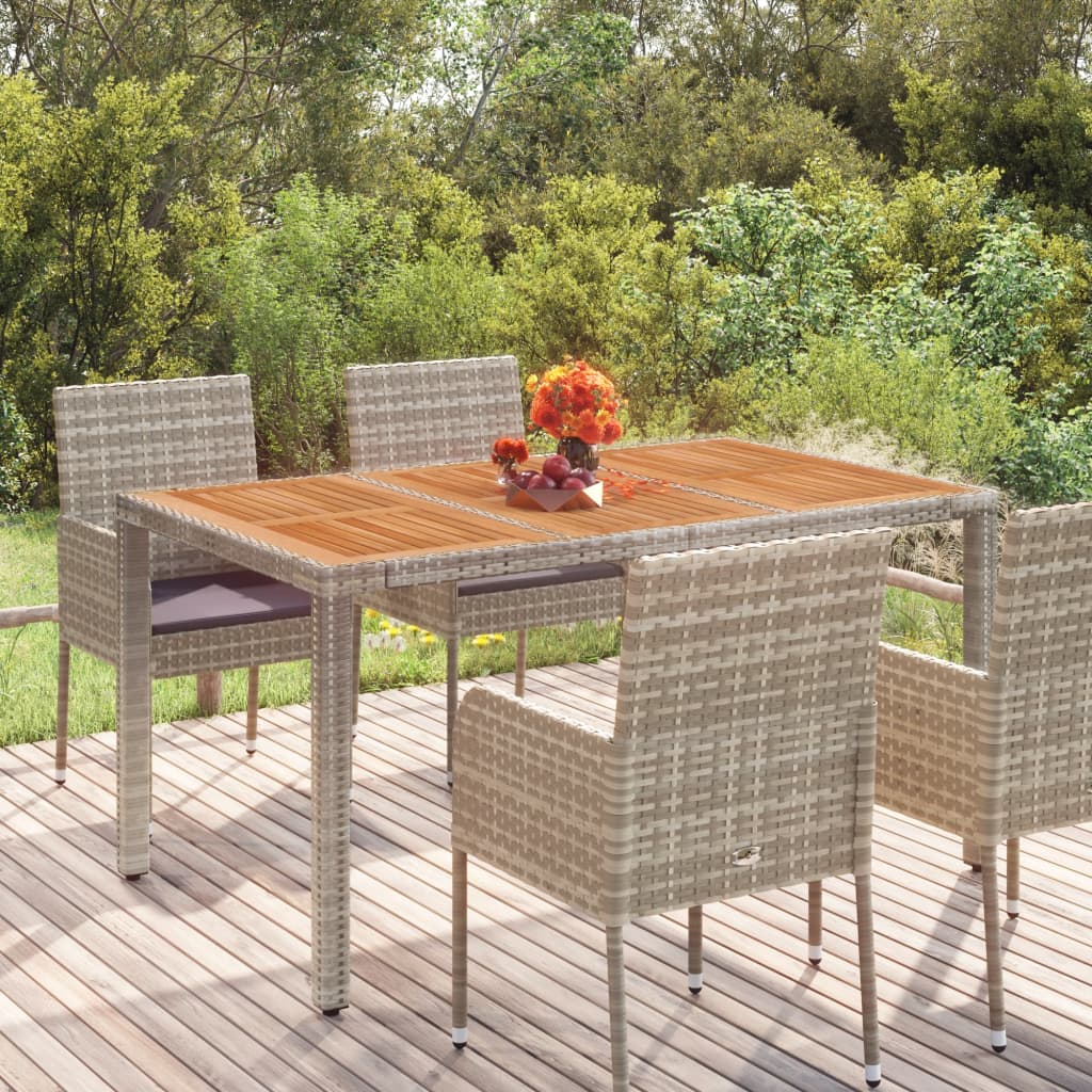 vidaXL Table de jardin dessus en bois Gris 150x90x75 cm Résine tressée