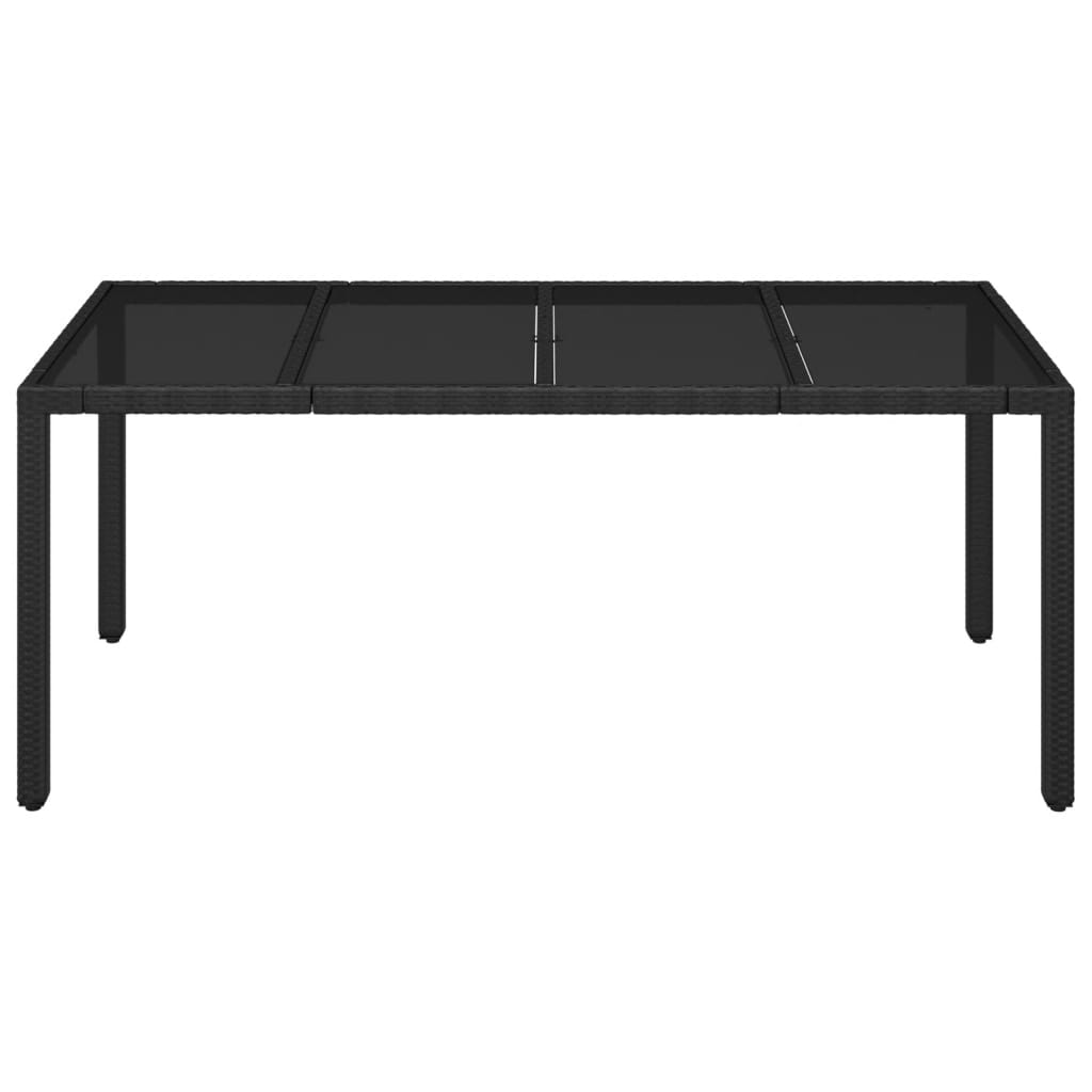 vidaXL Puutarhapöytä lasipöytälevy musta 190x90x75 cm polyrottinki