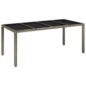 Zahradní stůl se skleněnou deskou šedý 190x90x75 cm polyratan - obrázek 2