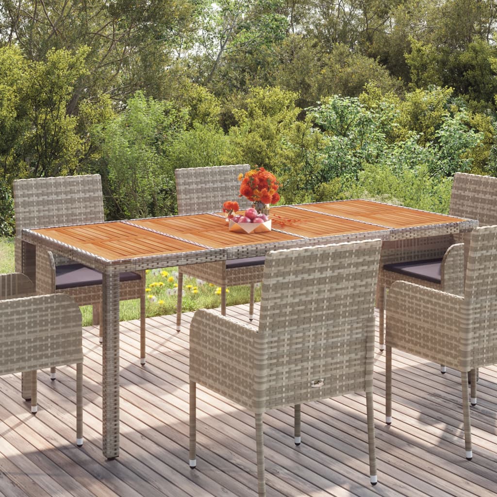 vidaXL Trädgårdsbord med träskiva grå 190x90x75 cm konstrotting 319906