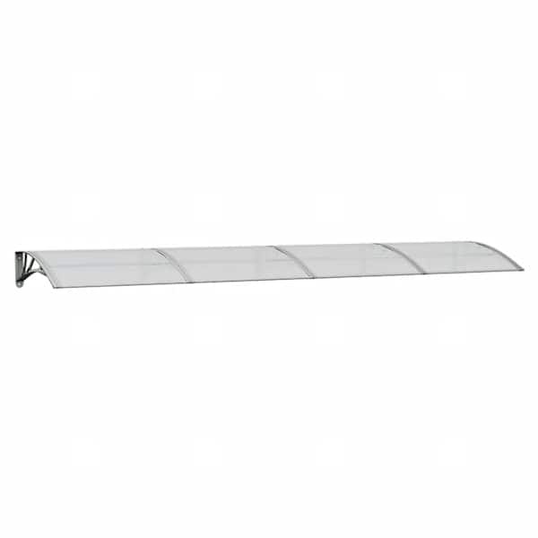 vidaXL ukse varikatus, hall ja l&auml;bipaistev, 350 x 75 cm, pol&uuml;karbonaat