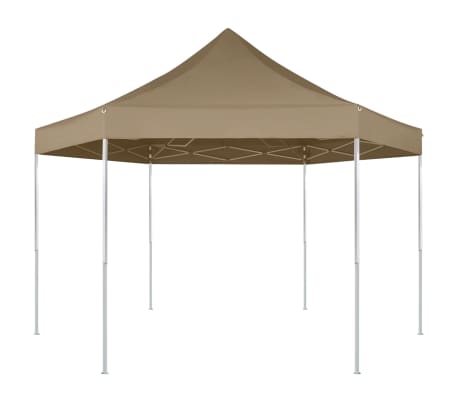 vidaXL Εξαγωνική Πτυσσόμενη Τέντα 3,6 x 3,1 μ. Taupe 220 γρ/μ²