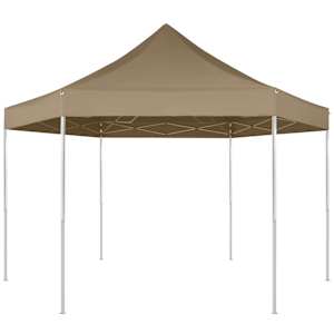 vidaXL Εξαγωνική Πτυσσόμενη Τέντα 3,6 x 3,1 μ. Taupe 220 γρ/μ²