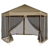 vidaXL kuusnurkne pop-up telk k&uuml;lgseintega, 3,6x3,1 m, pruunikashall