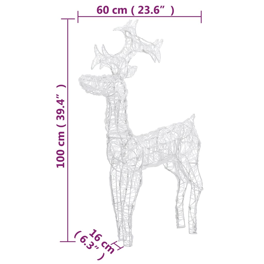  Vianočné dekorácie so sobom 2 ks 60x16x100 cm akryl