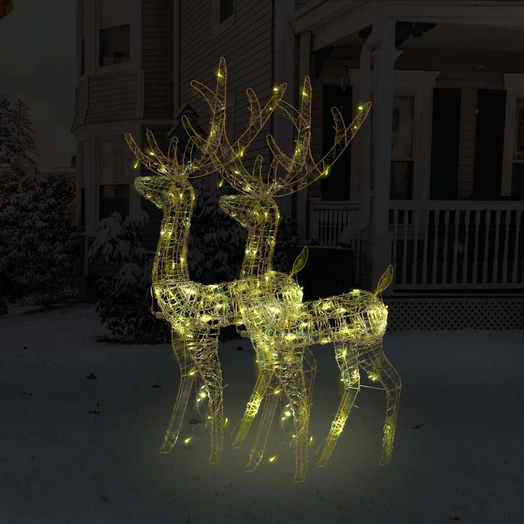 vidaXL Decorațiuni reni de Crăciun, 2 buc., alb cald, 128 cm, acril