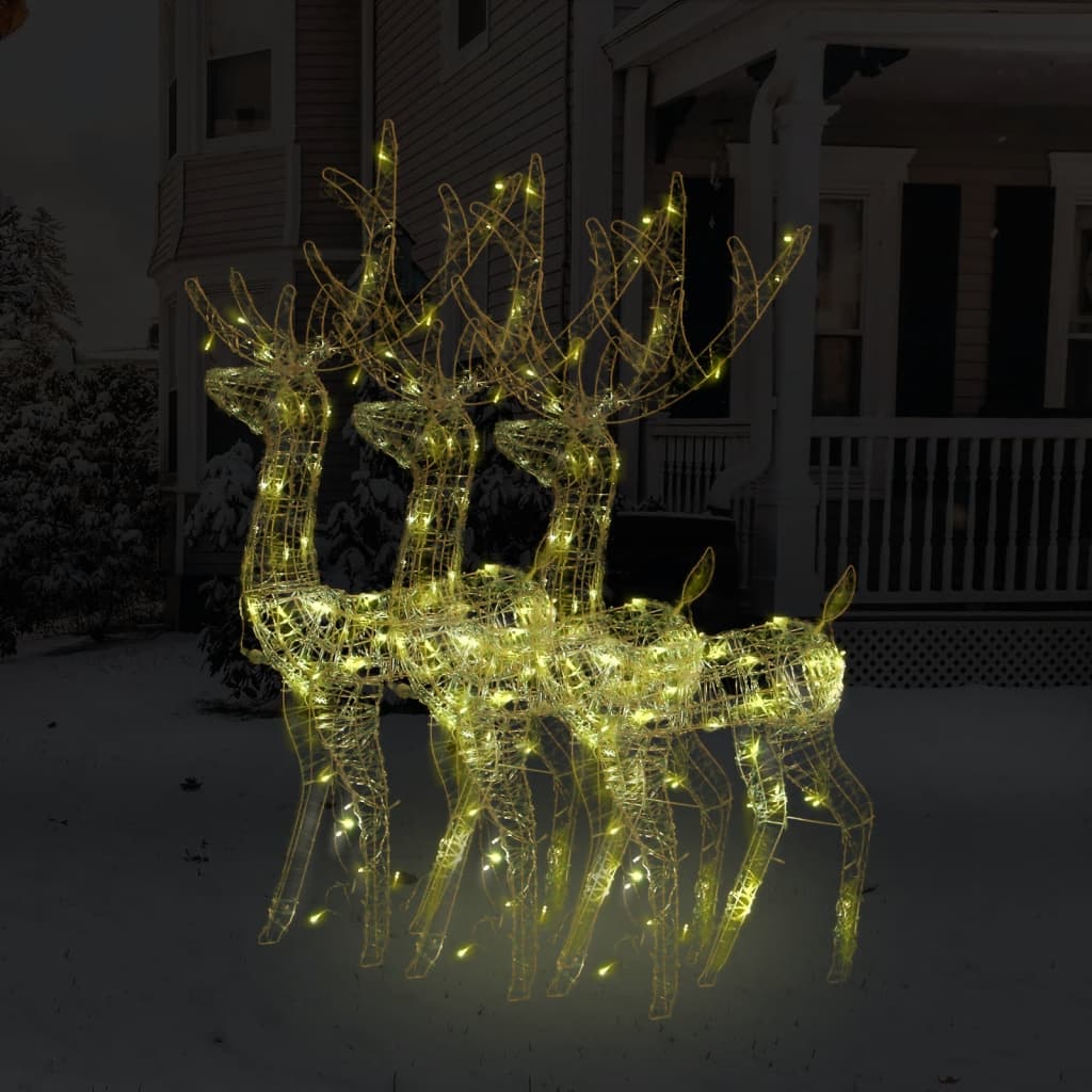 vidaXL Vánoční dekorace akryloví sobi 3 ks 120 cm teplé bílé světlo