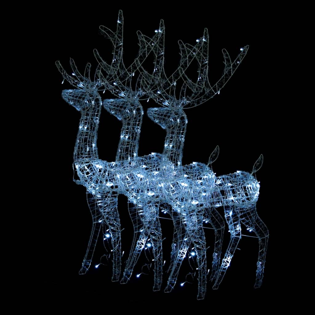 Image of vidaXL Acrylic Reindeer Christmas Decorations 3 pcs 120 cm Cold White