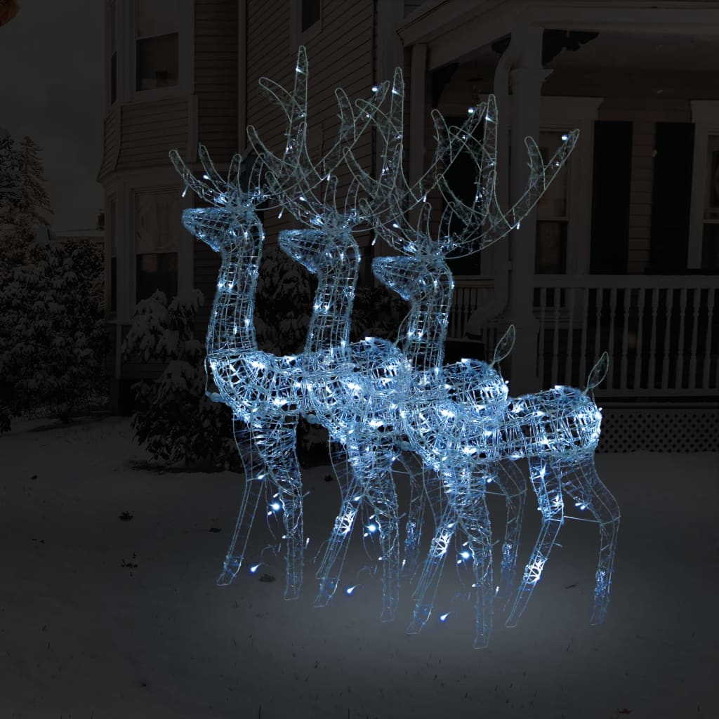 vidaXL julerensdyr 3 stk. 120 cm akryl kold hvidt lys