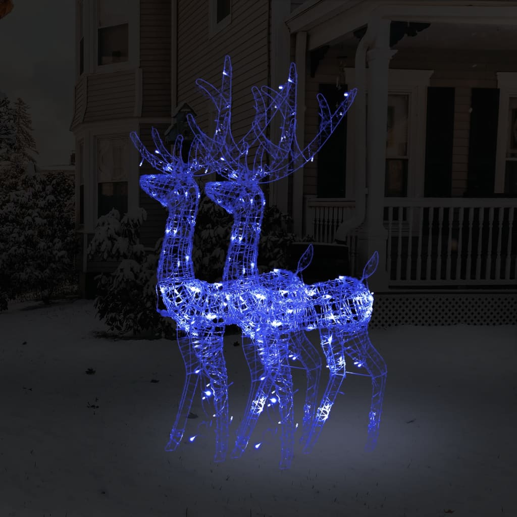 vida XL LED-Rentiere 2 Stk. Acryl 120 cm Blau