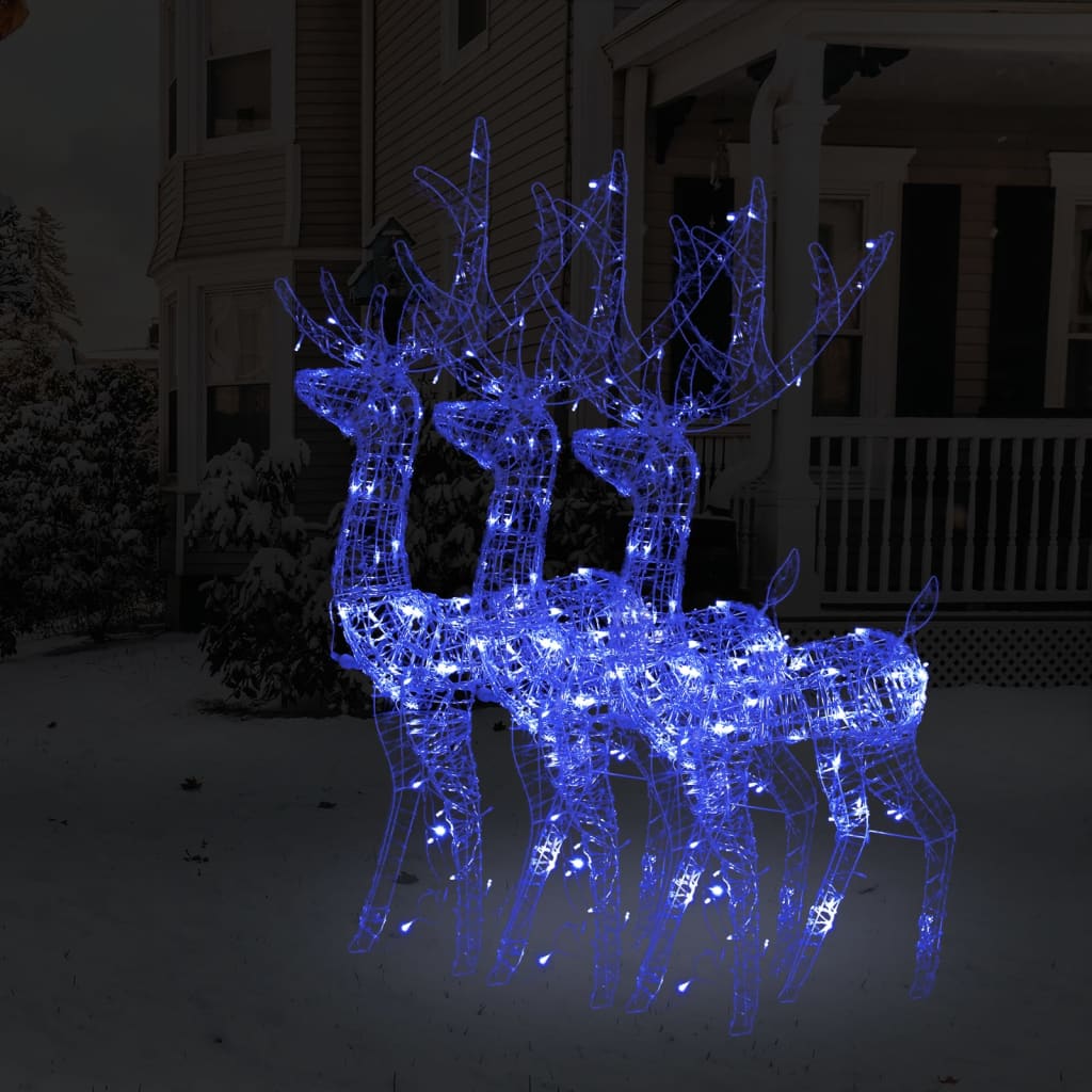 vidaXL Decorațiuni reni de Crăciun, 3 buc., albastru, 120 cm, acril 120 imagine noua