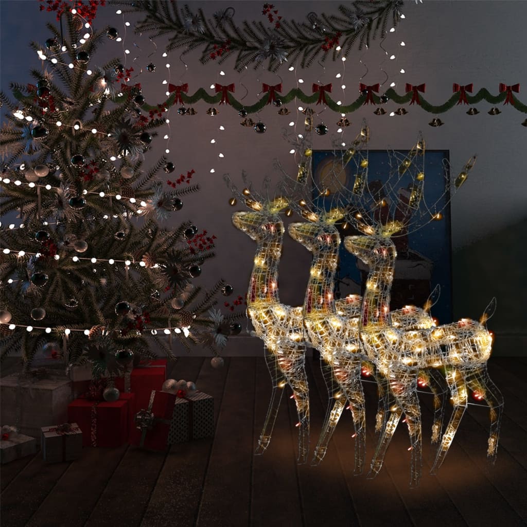 Vánoční dekorace akryloví sobi 3 ks 120 cm vícebarevní