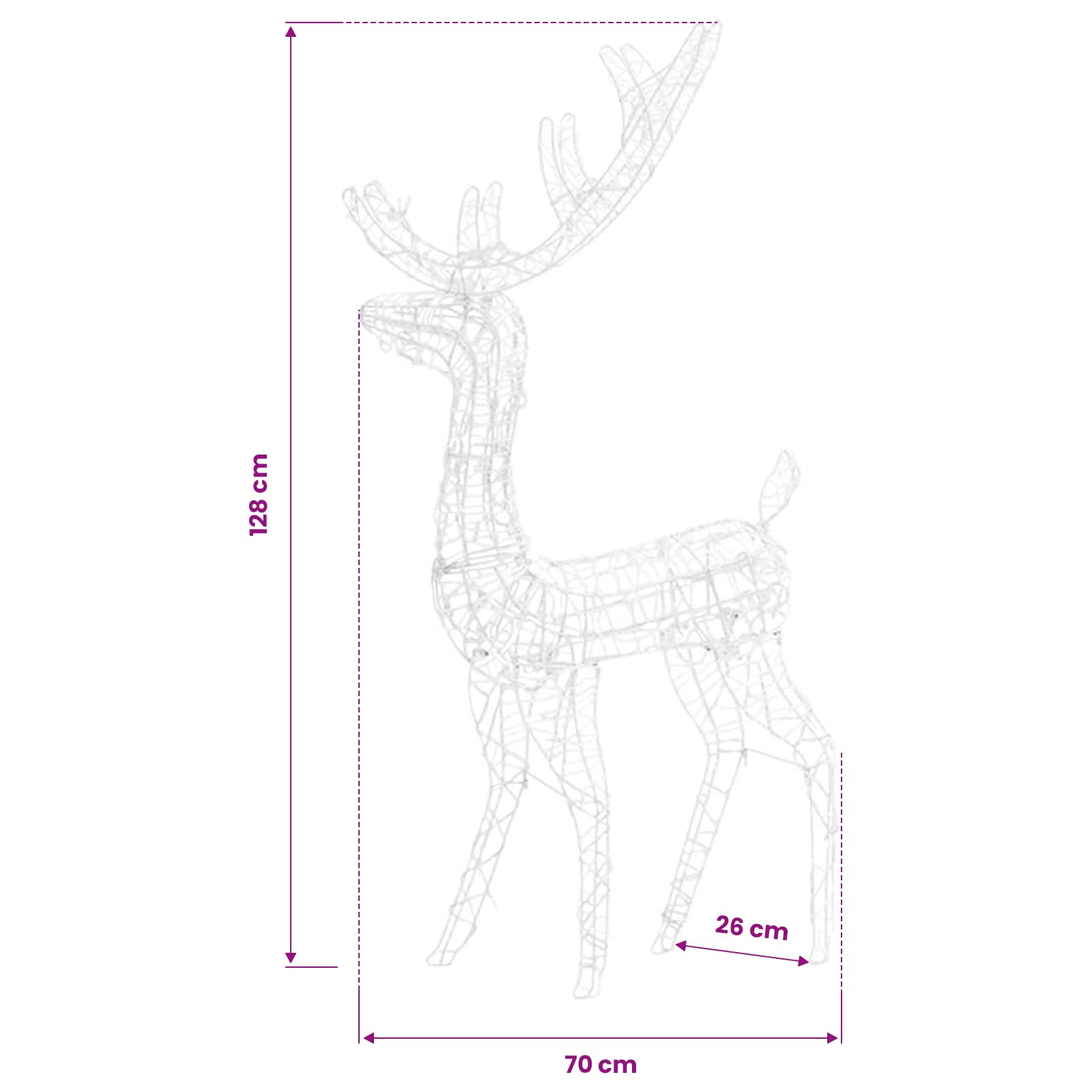 vidaXL Rentier Weihnachtsdekoration Acryl 3 Stk. 128 cm Mehrfarbig – Bild 10