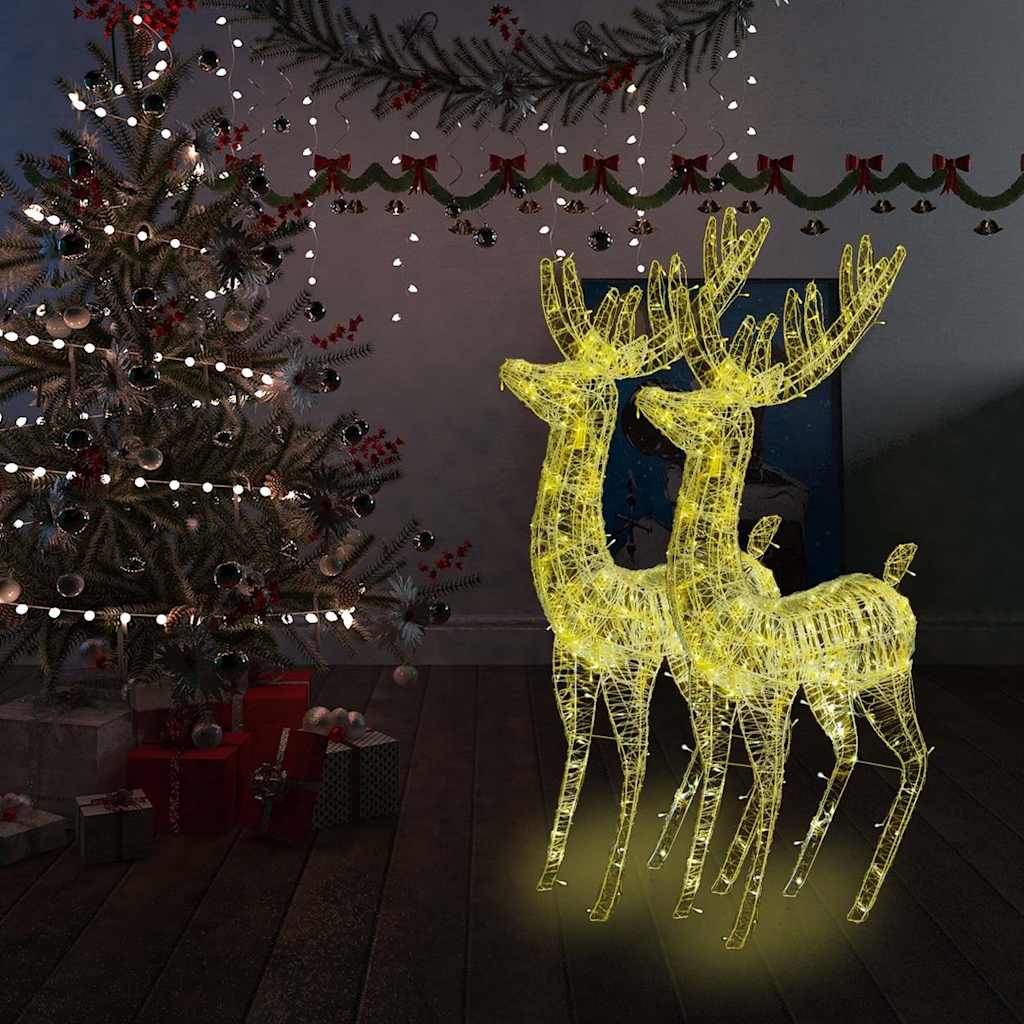 vida XL XXL Rentiere Weihnachtsdekoration Acryl 250 LED 2 Stk. 180 cm