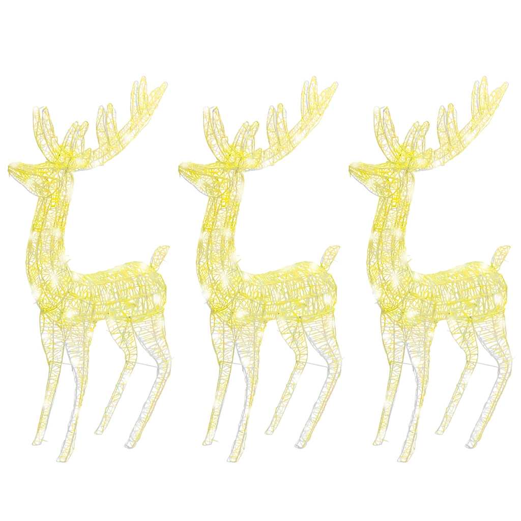 

vidaXL XXL Acrylic Christmas Reindeers 250 LED 3 pcs 70.9" Warm White