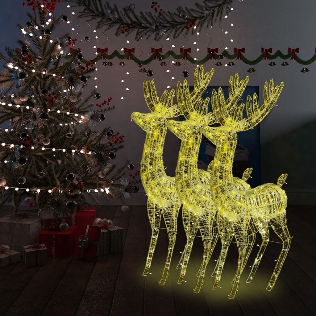 julerensdyr 3 stk. 180 cm 250 LED'er akryl varmt hvidt lys