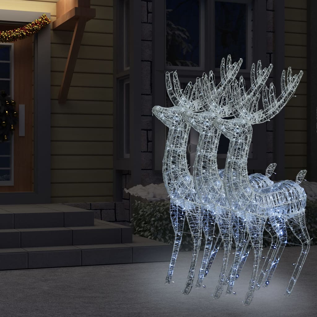 julerensdyr 3 stk. 180 cm 250 LED'er akryl koldt hvidt lys