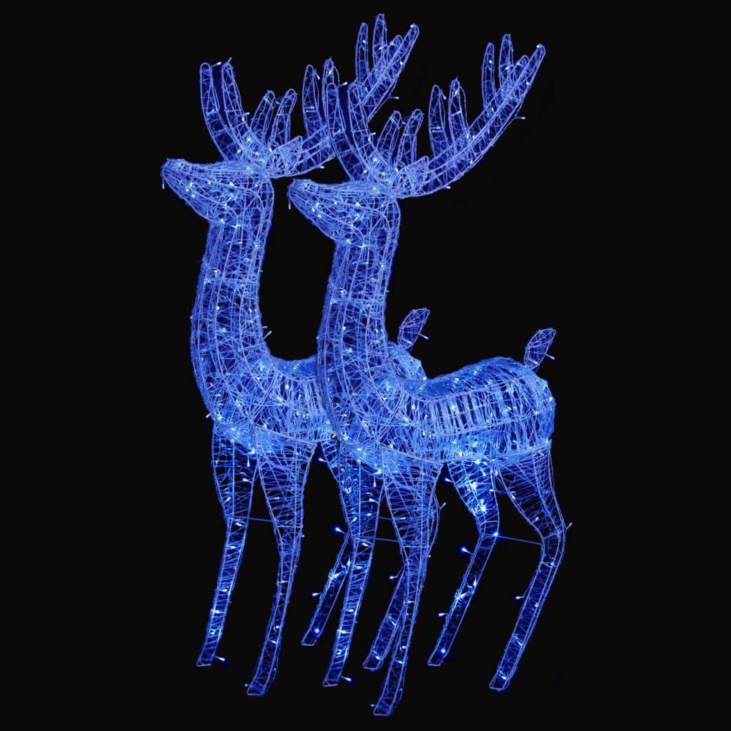 Ren de Crăciun 250 LED-uri, 2 buc., albastru, 180 cm, acril XXL