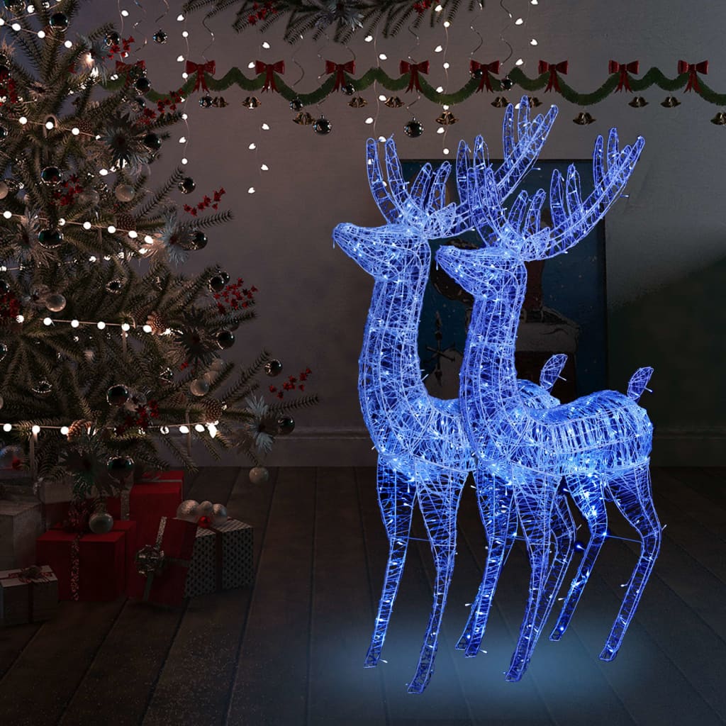 julerensdyr 2 stk. 180 cm 250 LED'er akryl blåt lys