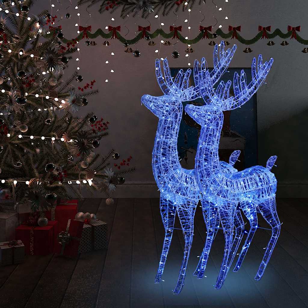 Rennes de Noël XXL Acrylique 250 LED 2 pcs 180 cm Bleu