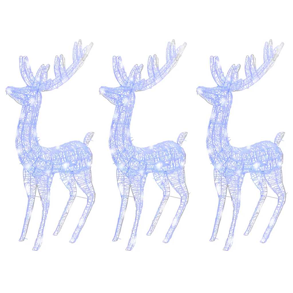 

vidaXL XXL Acrylic Christmas Reindeers 250 LED 3 pcs 70.9" Blue