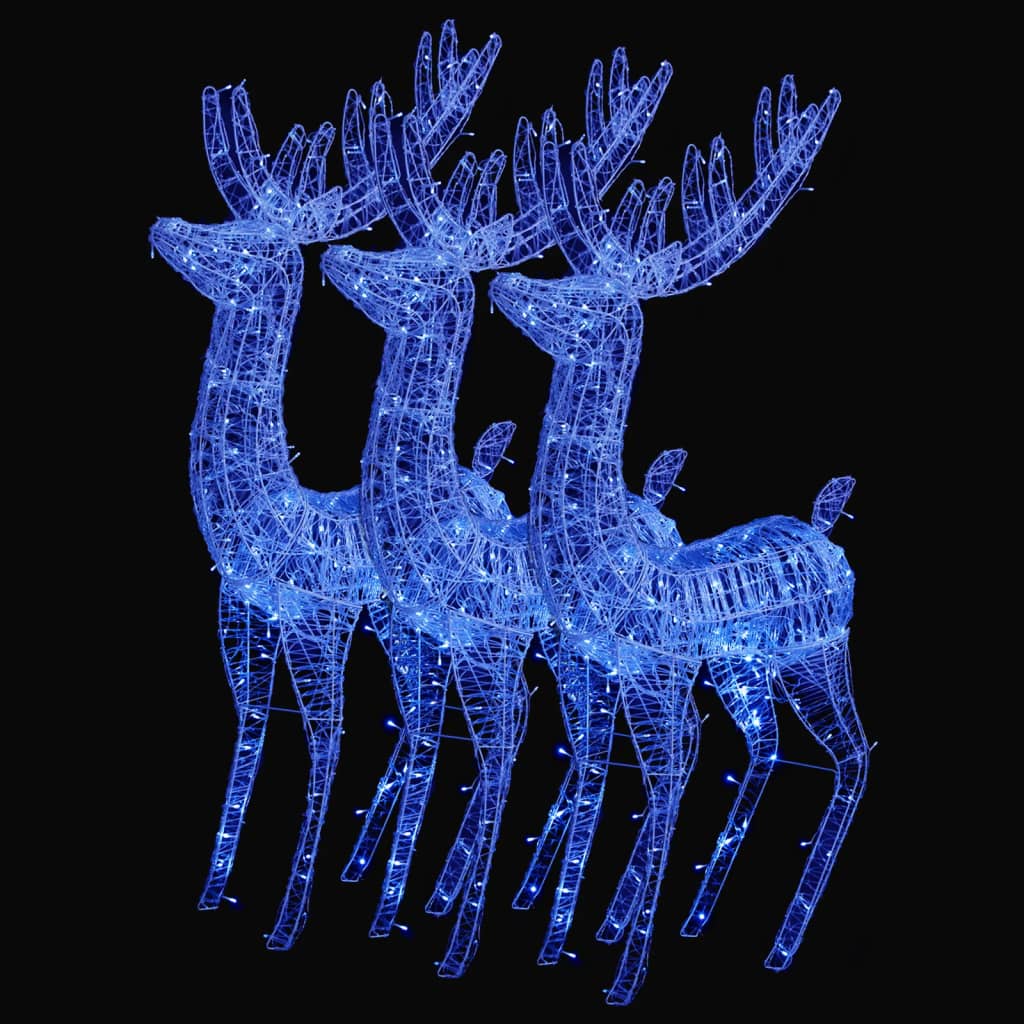 Image of vidaXL XXL Acrylic Christmas Reindeers 250 LED 3 pcs 180 cm Blue