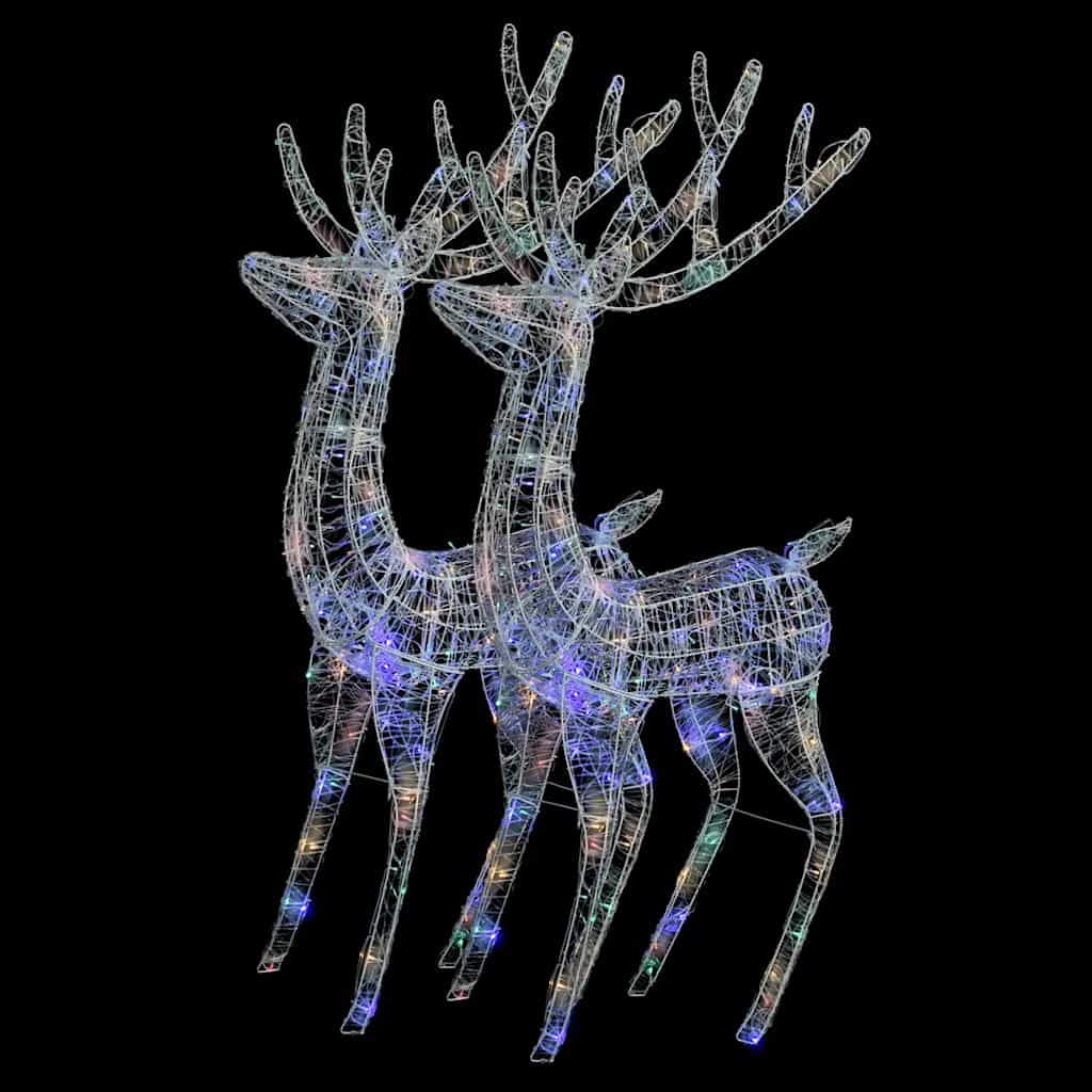 

vidaXL XXL Acrylic Christmas Reindeers 250 LED 2 pcs 70.9" Multicolor