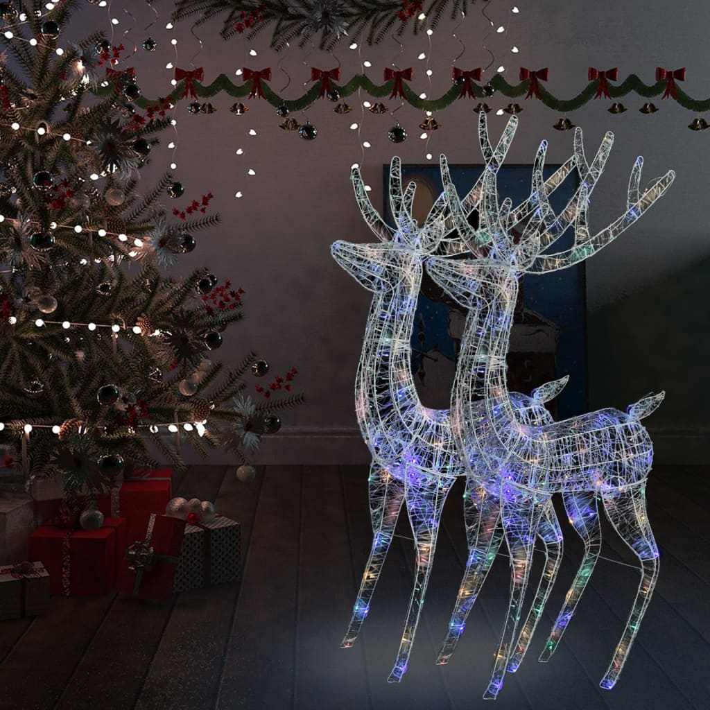 julerensdyr 2 stk. 180 cm 250 LED'er akryl flerfarvet lys