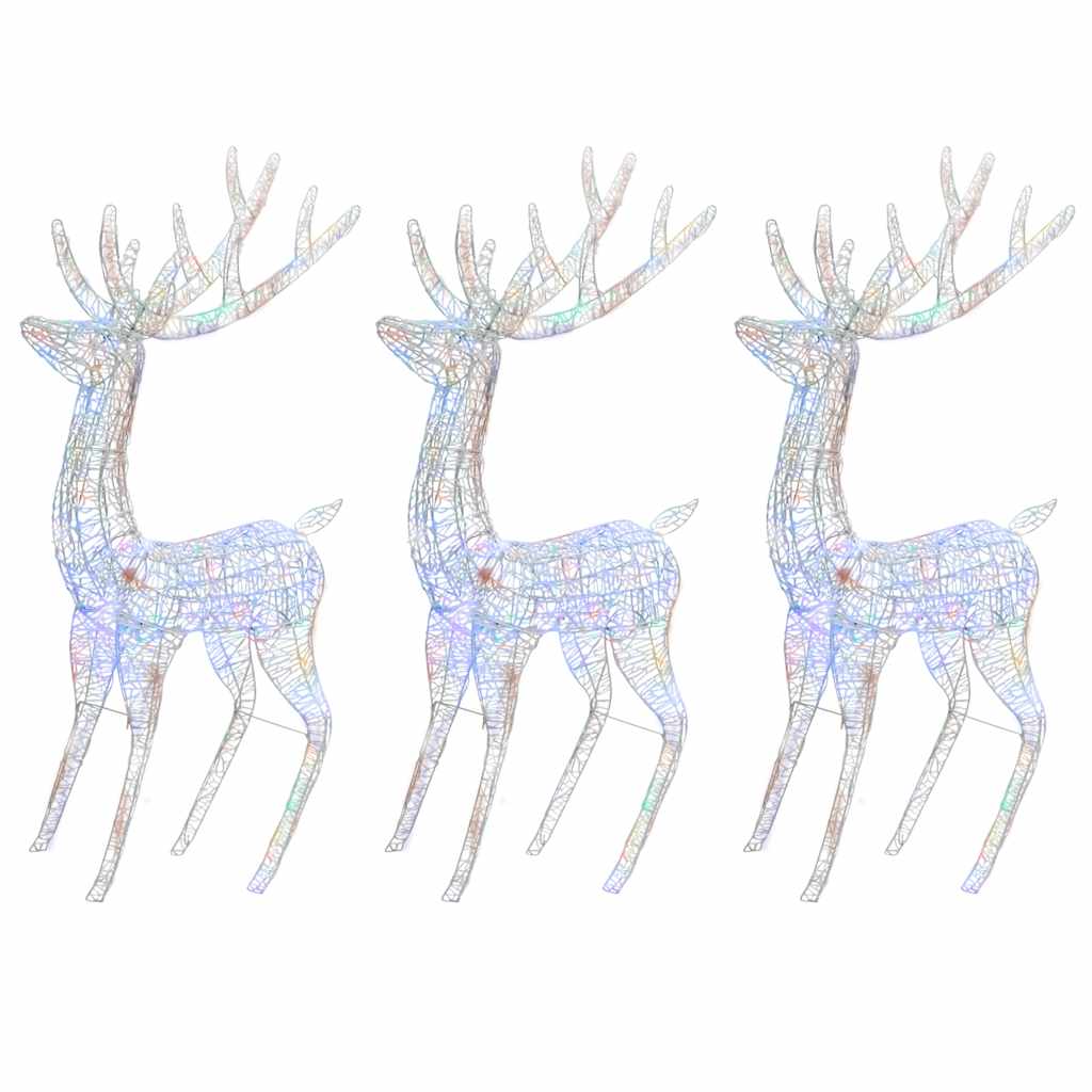 

vidaXL XXL Acrylic Christmas Reindeers 250 LED 3 pcs 70.9" Multicolor