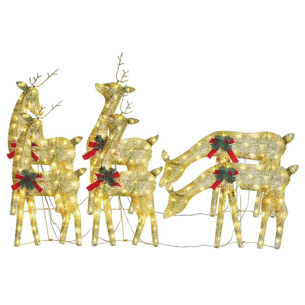 Image of vidaXL Christmas Reindeers 6 pcs Gold Warm White Mesh