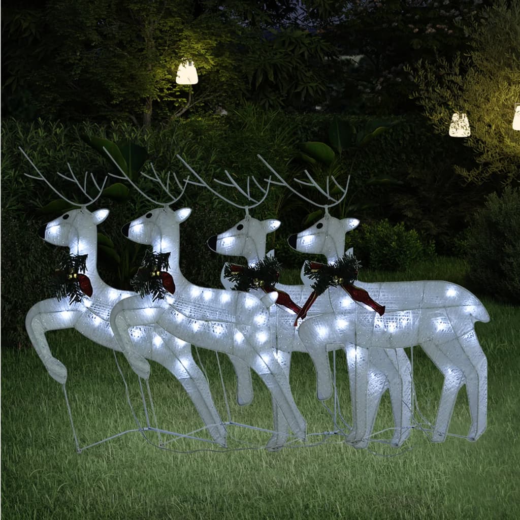 Rennes de Noël 4 pcs Blanc 80 LED