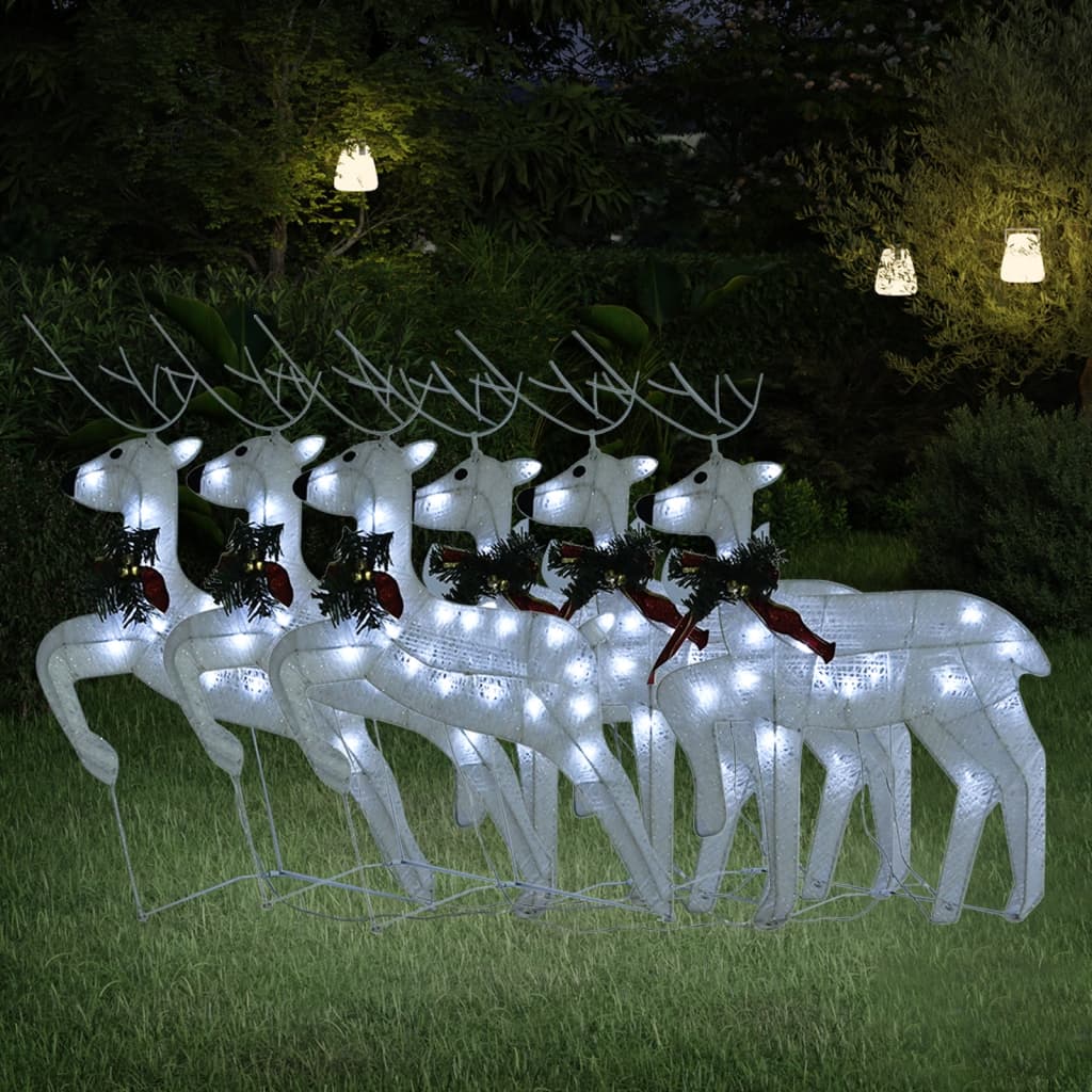 Rennes de Noël 6 pcs Blanc 120 LED