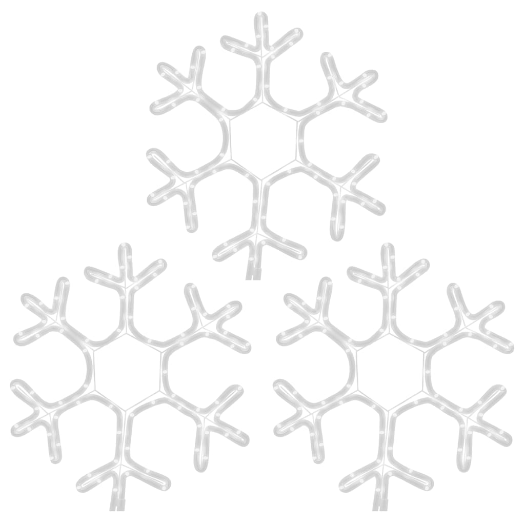 vidaXL Flocons de neige de Noël avec LED 3 pcs Blanc chaud 38x37 cm