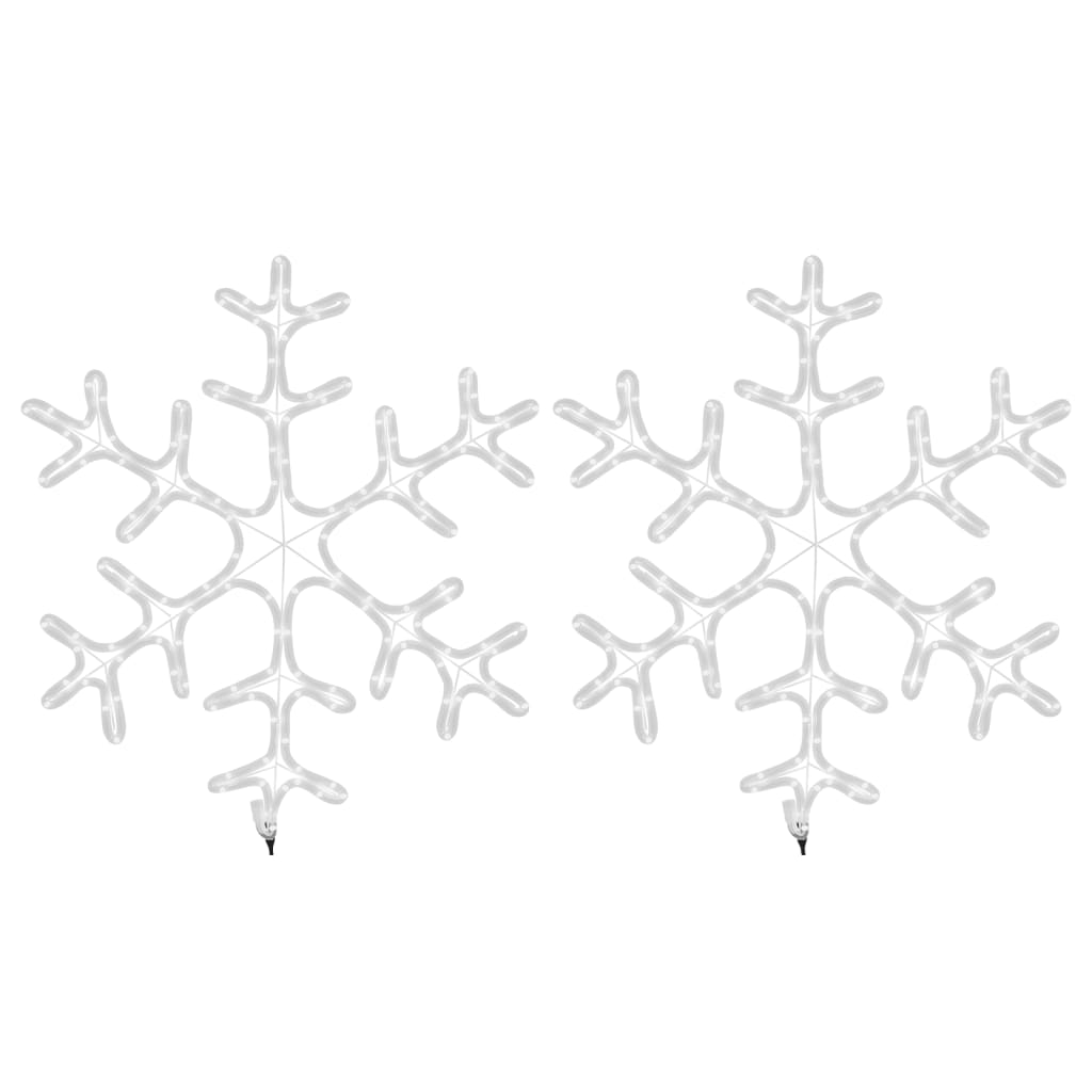 vidaXL Flocons de neige de Noël avec LED 2 pcs Blanc chaud 59x59 cm