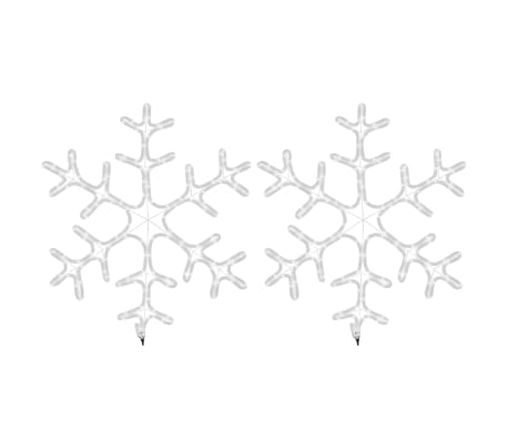 vidaXL Flocons de neige de Noël avec LED 2 pcs Blanc chaud 59x59 cm
