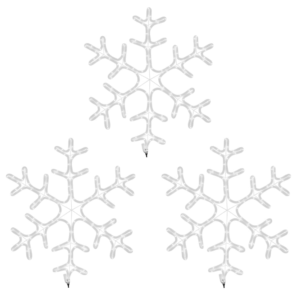 vidaXL Flocons de neige de Noël avec LED 3 pcs Blanc chaud 59x59 cm