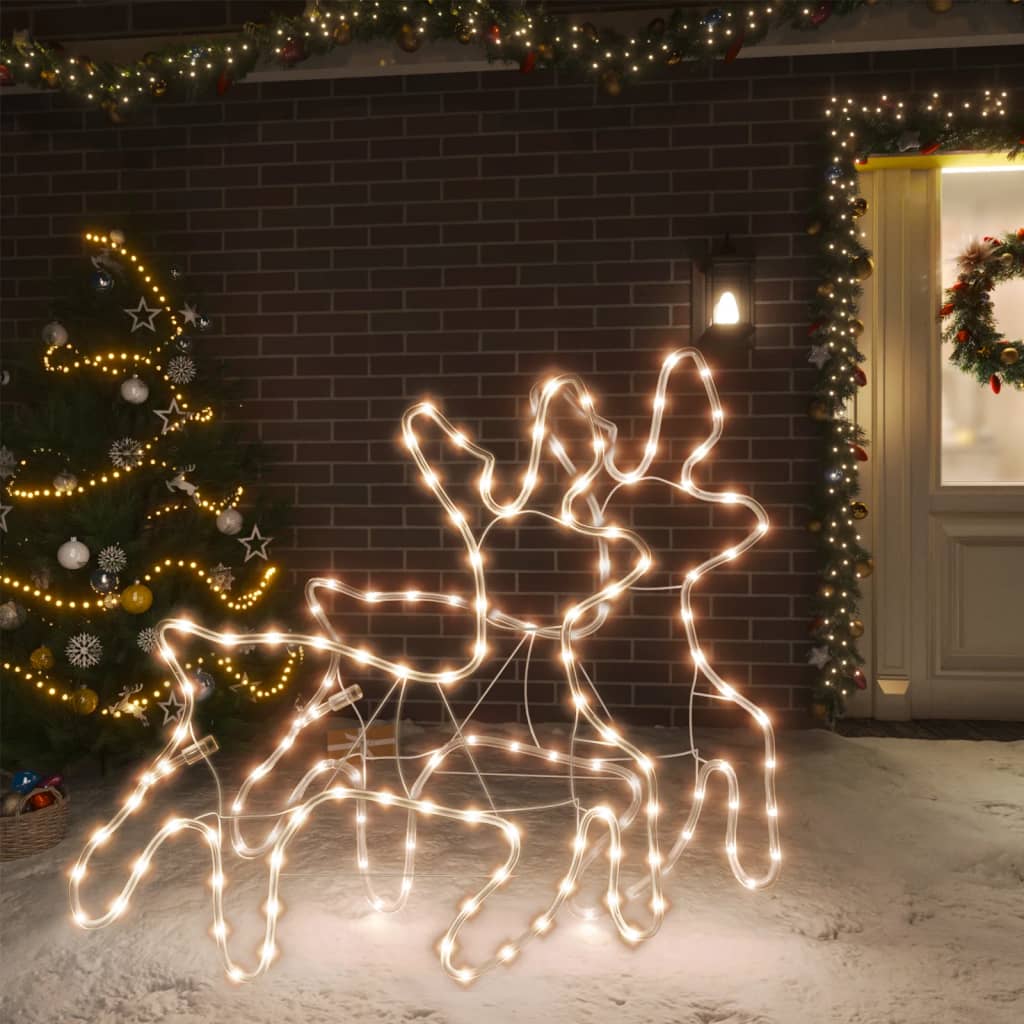 julerensdyr 2 stk. 57x55x4,5 cm med LED-lys varmt hvidt lys