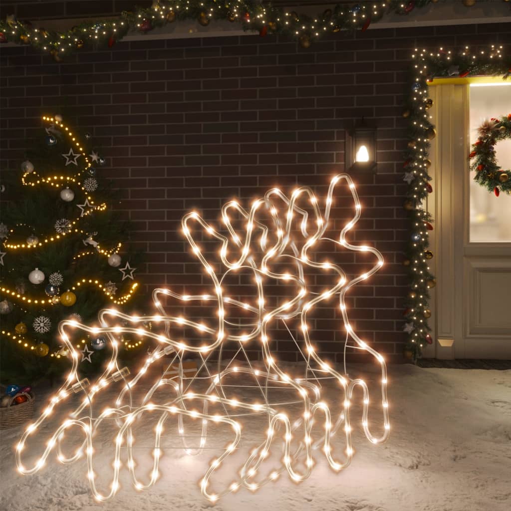 Rennes de Noël avec LED 3 pcs Blanc chaud 57x55x4,5 cm