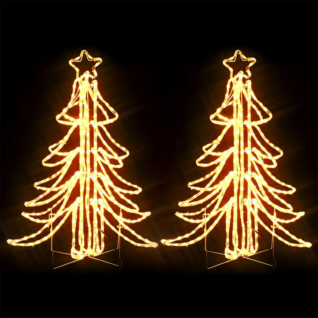 inch stroomkring programma Kerstfiguur boom 2 st inklapbaar met LED's 87x87x93 cm warmwit - Décor 24