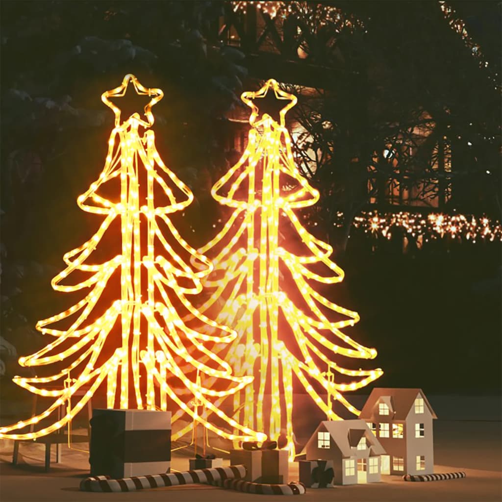 vidaXL foldbare juletræer 2 stk. 87x87x93 cm varmt hvidt lys