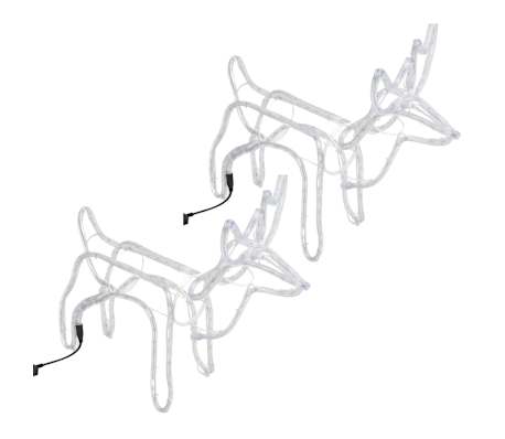 vidaXL Figurină ren de Crăciun, 2 buc., alb cald, 60x30x60 cm