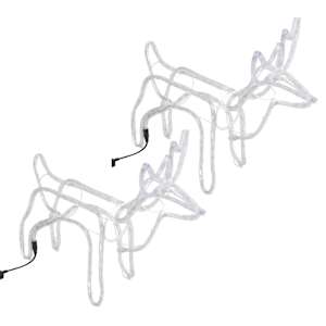 vidaXL Figurină ren de Crăciun, 2 buc., alb cald, 60x30x60 cm