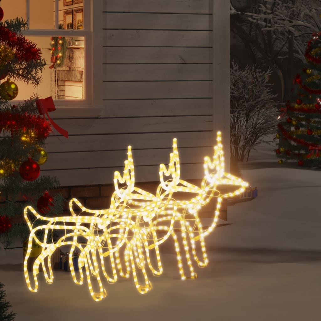 vidaXL Figuras de rena de Natal 3 pcs 60x30x60 cm branco quente