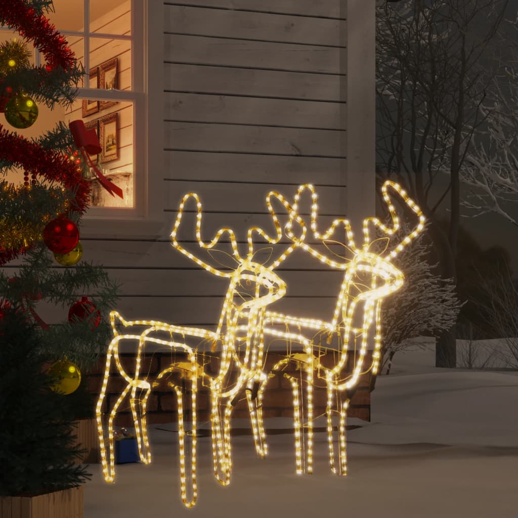 vidaXL julerensdyr med bevægelige hoveder 2 stk. varmt hvidt lys