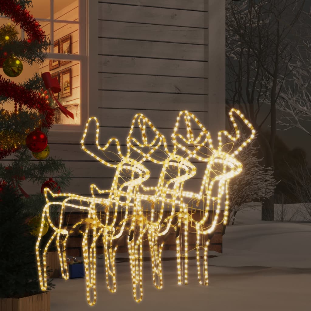 julerensdyr med bevægelige hoveder 3 stk. varmt hvidt lys