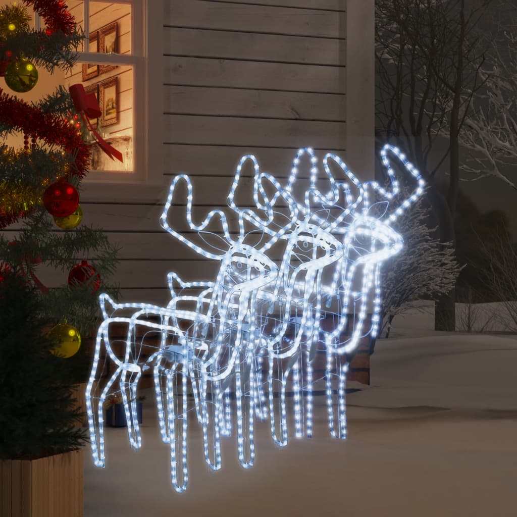 Rennes de Noël avec têtes mobiles 3 pcs Blanc froid 76x42x87 cm