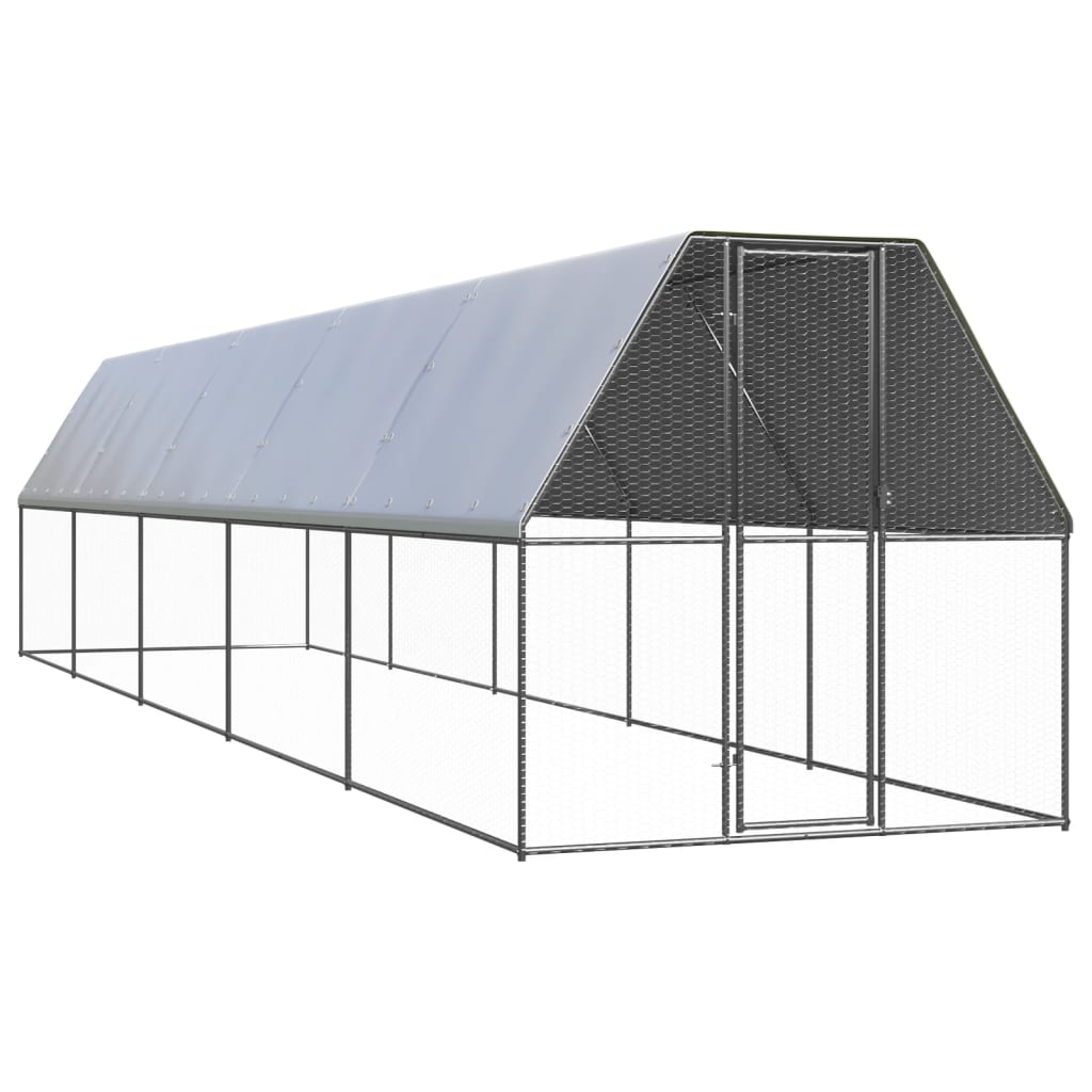 vidaXL Coteț de păsări pentru exterior, 2x10x2 m, oțel galvanizat